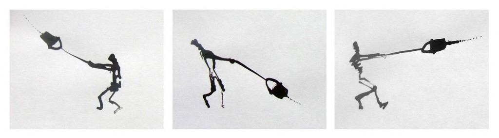 Zeichnung eines Farbeimer schwenkenden Strichmännchens
