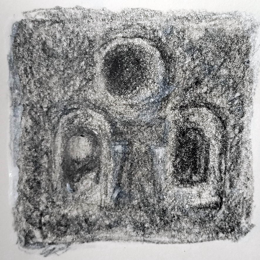 Zeichnung eines dreifach durchbrochenen Steins
